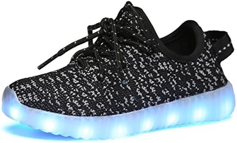 Decollra Kids Led Light Up Shoes for Toddlers Little Big Boys Girls flashing Lace-up Sneakers 5 Black