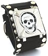 Nemesis #SM930K Men's Stainless Steel Skull Face Dial Wide Leather Cuff Band Watch