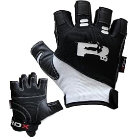 RDX Cow Hide Leather Weight lifting Fitness Training Gloves Gym White/Black