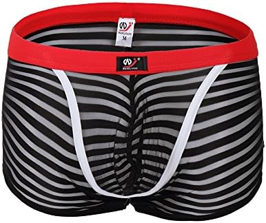Jiatai Men's elasticity Stripe gauze transparent boxer briefs