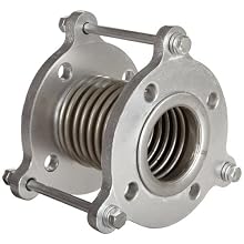 Flexicraft Stainless Steel Bellows Connector Expansion Joint with #150 Floating Flange and Tie Rod, 3" ID x 6" Length