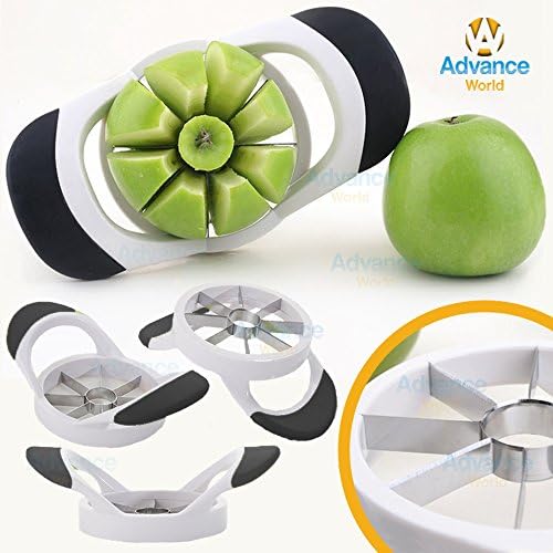 Advance World Apple Pear Potato Slicer Corer and Cutter Dividing Apples in 8 Sections Stainless-steel blades Black and White