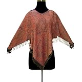 Handmade Paisley Design Jamawar Cotton Poncho With Hook On Neck (Free Shipping) Ponh0032rr