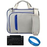 Silver and Blue Pinn Shoulder Bag Carry Case for Toshiba Thrive 10-inch Android Tablet 8GB 16GB 32GB Toshiba Thrive 4G Sumaclife Wireless Bluetooth Keyboard SumacLife TM WisdomCourage Wristband on sale