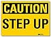 Smartsign U4-1690-RD_10X7"CAUTION STEP UP" Reflective Self-Adhesive Decal, 10" x 7"