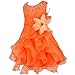FEESHOW Baby Girls Rhinestone Organza Flower Christening Baptism Party Dress Orange 12-18 Months