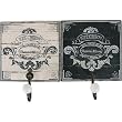 Antique Look English Style Wall Hooks, Black and White, Set of 2