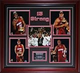 Signed Dwyane Wade and Shaquille O'Neal Photo - 15 STRONG Alonzo MourningUdonis Haslem Framed Un8x10 s