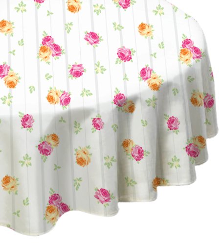 Laura Ashley Patchwork Microfiber Fabric Tablecloth 70-Inch Round Spill Proof and Stain Resistant, Ellie