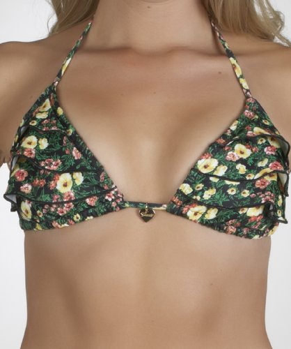 Guess-Shes Ditsy Triangle Bikini Top Black