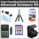 8GB Advanced Accessory Kit For Canon PowerShot SX130 IS SX130IS SX150 IS SX ....