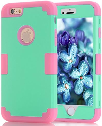 iPhone 6 case, iPhone 6s case , (TPU+ Silicone) Anti-slip Shockproof Dustproof slim and stylish protective case for iPhone 6 /6s (Mint green-pink)