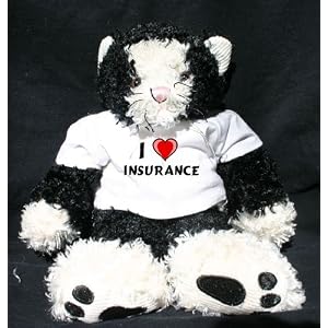 Plush stuffed Cat (Catnap) toy with I Love Insurance