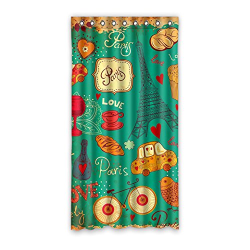 Eiffel Tower In Paris Vinatge Style House Decors Polyester Custom Blackout Window Curtains 50" x 96"