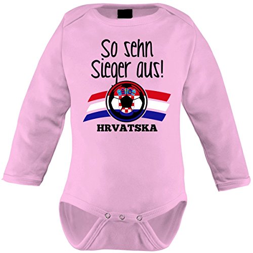 Mikalino Babybody So sehn Sieger aus Hrvatska Kroatien langarm, Farbe:rosa;Grösse:74