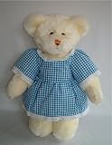 Lindon White Jointed Bear in Gingham dress