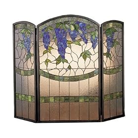 Meyda Tiffany 27235 Wisteria Fireplace Screen, Stained