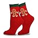 Little Kids Christmas Holiday Slipper Fuzzy Crew Socks 3-Pairs Silly Santa Face, Gingerbread Man, Red Stripes (9-10 Years)