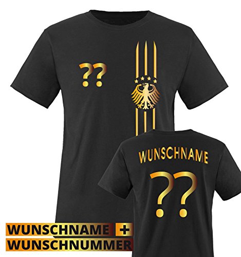 TRIKOT – MOTIV1 – DE – WUNSCHDRUCK – Herren T-Shirt – Schwarz / Gold Gr. S