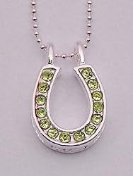 Large Rhinestone Horseshoe Necklace, Green