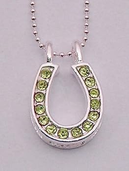 Large Rhinestone Horseshoe Necklace, Green