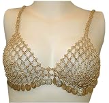 Gold Mesh Bra Cover with Row of Coins