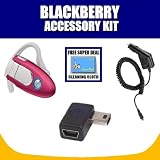 Motorola H500 Bluetooth Headset in Magenta with BlackBerry Accessories For Pearl 8100, Curve 8300 and 8800 Series Devices with Exclusive FREE Complimentary Super Deal Micro Fiber Cleaning Cloth