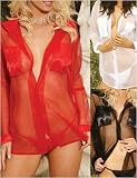 Plus Size Sheer Nightshirt in Black, White, Red, Pink, or Royal Blue 1x 2x 3x