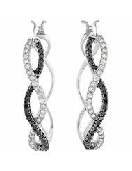 14K White Gold Black and White Diamond Earrings - 0.50 Ct. -- LIFETIME WARRANTY