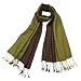 100% Viscose Men's Half Solid Half Small Box Pattern Fringed Long Scarf - Brown and Green