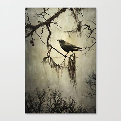 Winter Crow Art Canvas Print Wall Art for Home Decor 24 by 16 Inch