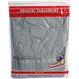Party Dimensions Single Count Plastic Table Skirt, 29 by 14-Feet, Silver