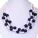 EXP Sterling Silver Pearl & Blue Lapis Lazuli Three-strand Necklace