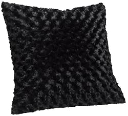 Brentwood Rosette 18-by-18-inch Knife Edge Decorative Pillow, Black