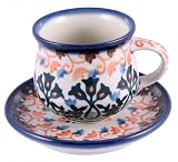 Polish Pottery Espresso Cup and Saucer