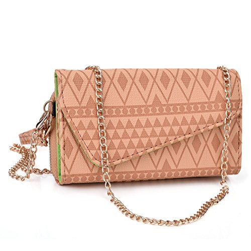 Tribal Mayan Lava Iris 356 Case Wallet Clutch | Light Mocha Brown + Wristlet and Crossbody Chain & Nextdia Cable Tie