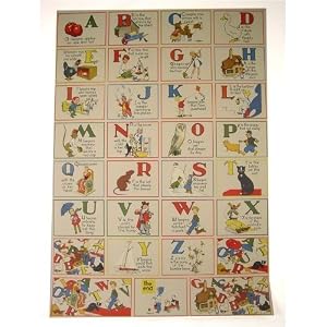 ABC English Alphabet Cue Cards Cavallini Papers Gift Wrap or Decoupage, 20 by 28 inches