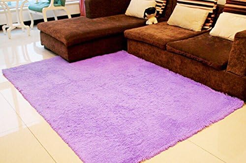 LOVER BABY Hot Sale Children's Garden Super Soft Modern Shag Area Rugs Living Room Carpet Bedroom Rug for Children Play Solid Home Decorator Floor Rug and Carpets 4- Feet By 5- Feet (Purple)