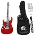 SX EG4K LH MRD Left Handed Electric Guitar Package Red w/ Amp, Carry Bag and Instructional DVD