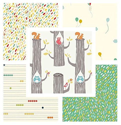 5 FABRIC BUNDLE - Birch Fabric Sampler - ORGANIC COTTON - Pesticide Free, Low Impact Dyes - Nursery (Fat quarters)