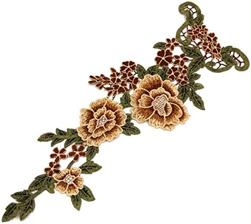Golden Flower Trim Applique Motif Embroidered Collar Trimming Sew on Patches Sewing Accessories 1 Pc