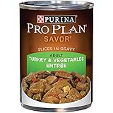 Purina Pro Plan Wet Dog Food, Savor, Adult Turkey & Vegetables Entr&eacute;e Slices In Gravy, 13-Ounce Can, Pack of 12