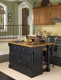 Home Styles Monarch Roll-out Leg Kitchen Island Set in Black and Oak