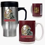 San Francisco 49ers Stainless Steel Travel Mug and Gameball Ceramic Mug Set (Helmet Logo)