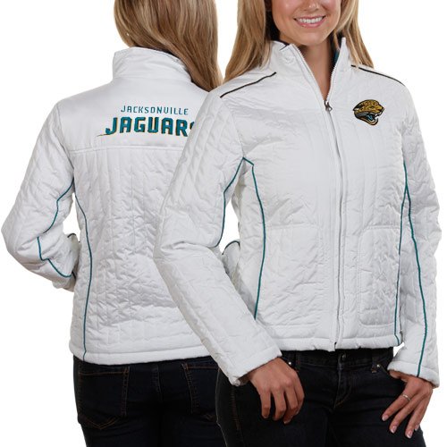 Jacksonville Jaguars Ladies White Quilted Full Zip Jacket (Large)