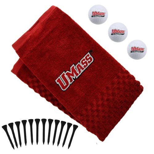 Massachusetts Minutemen Embroidered Golf Towel, Golf Balls Tees Gift Set