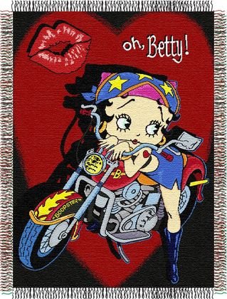 Northwest NOR-1BTB051000002RET Biker Betty Boop Triple Woven Jacquard Throw 48x60
