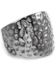 Womens Stainless Steel Hammered Ring