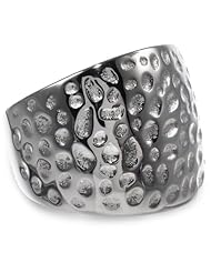 Womens Stainless Steel Hammered Ring