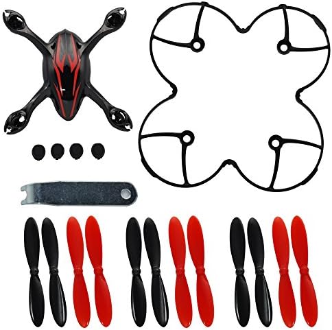 Hubsan X4 H107C Quadcopter Crash Pack Shell Blades Ruber Feet Propeller Propector and Wrench Set (Black and Red Color)